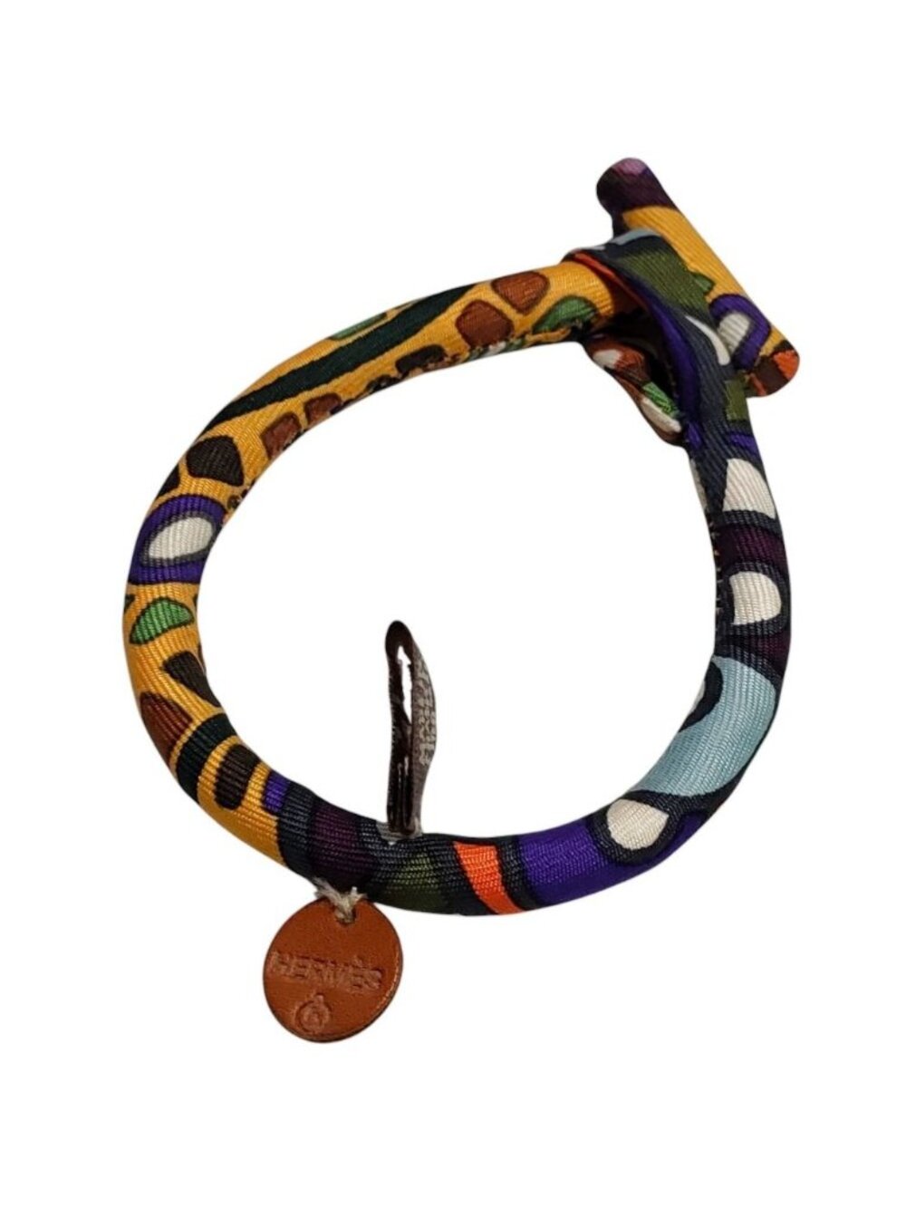 Hermes Silk 100% Petit H Bracelet Yellow Multicolor